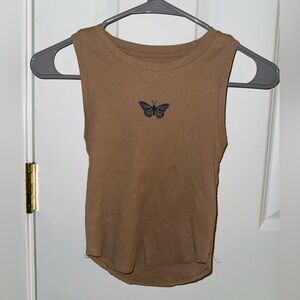 Women’s AE Brown Butterfly Crop Tank Top